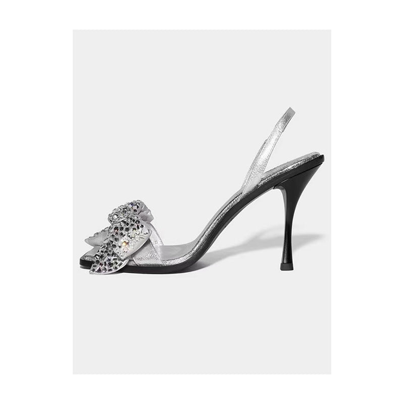Femme Stylish Strass-dekoreret Slingback-hæle Stilla
