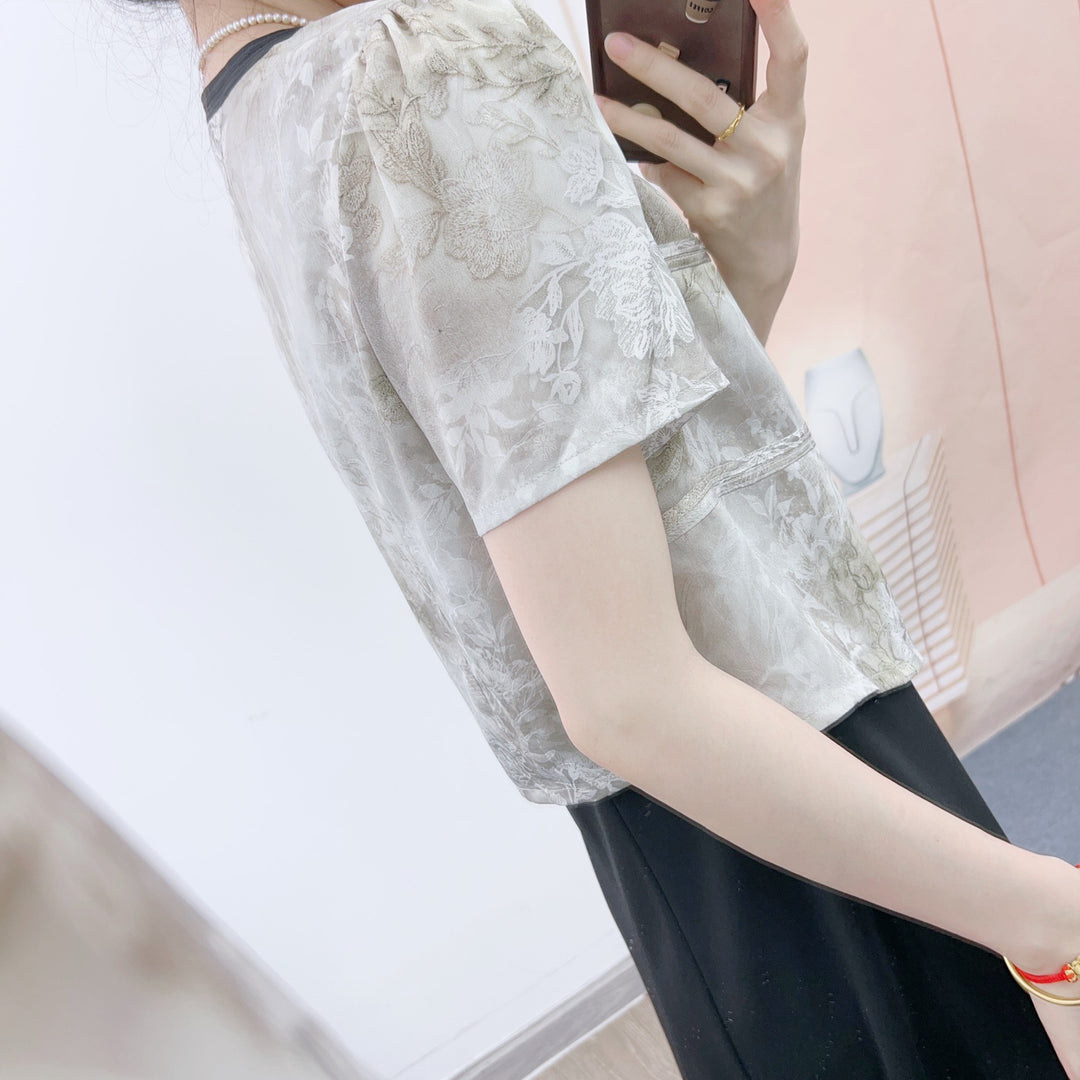Damer elegant Cropped Blazer med blomstermotiv og moderne snit Stilla