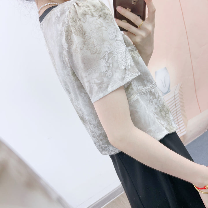 Damer elegant Cropped Blazer med blomstermotiv og moderne snit Stilla