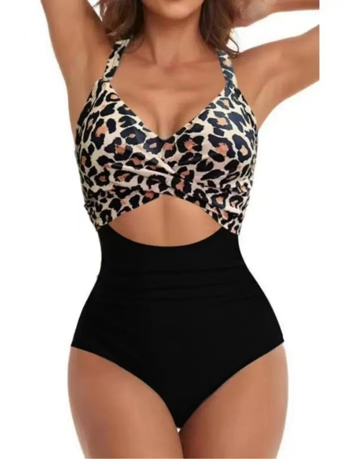 Dame Én-delt Bikini med moderigtig Cut-Out og Dyreprint Skovae