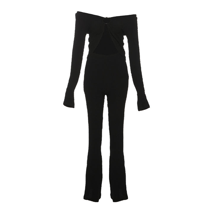 Dame sæt med frisk cut-out design og langærmet bluse Skovae