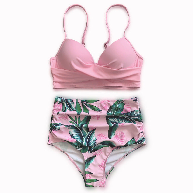 Dame højtaljet bikini med kreativt indpakningsdesign Skovae