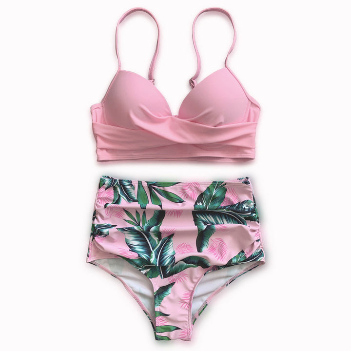 Dame højtaljet bikini med kreativt indpakningsdesign Skovae
