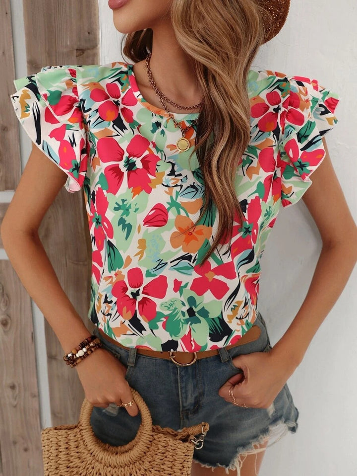 Dame Blomster Flæsebluse Stilla