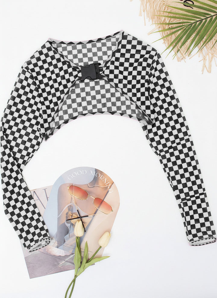Dame heldragt badedragt med cut-out-design og lange ærmer Skovae