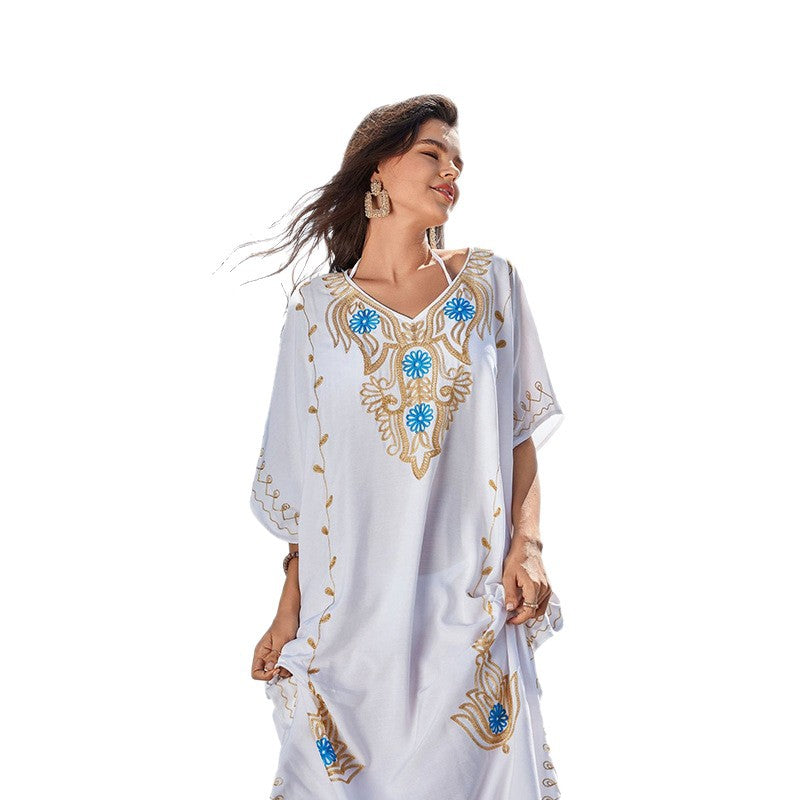 Dame Kaftan med elegante broderier og sidelæg Stilla