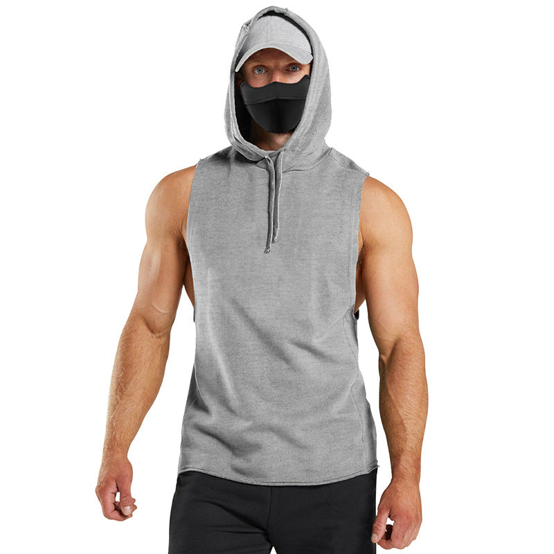 Herrer ærmeløs hættetrøje med integreret maske og moderigtigt design Stilla
