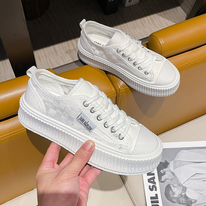 Dame Sneakers med moderne ternet mønster og tyk gummisål Stilla