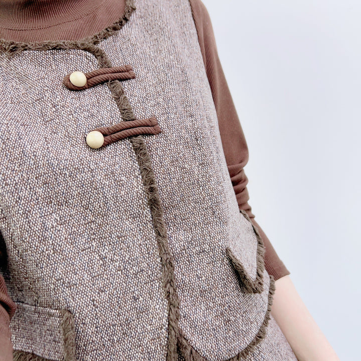 Dame Struktureret Tweed Vest med elegant Nederdel Stilla
