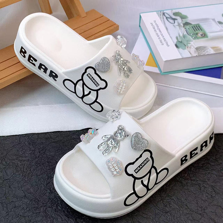 Dame fritids-sandaler med dyremotiv og glitrende applikationer Stilla