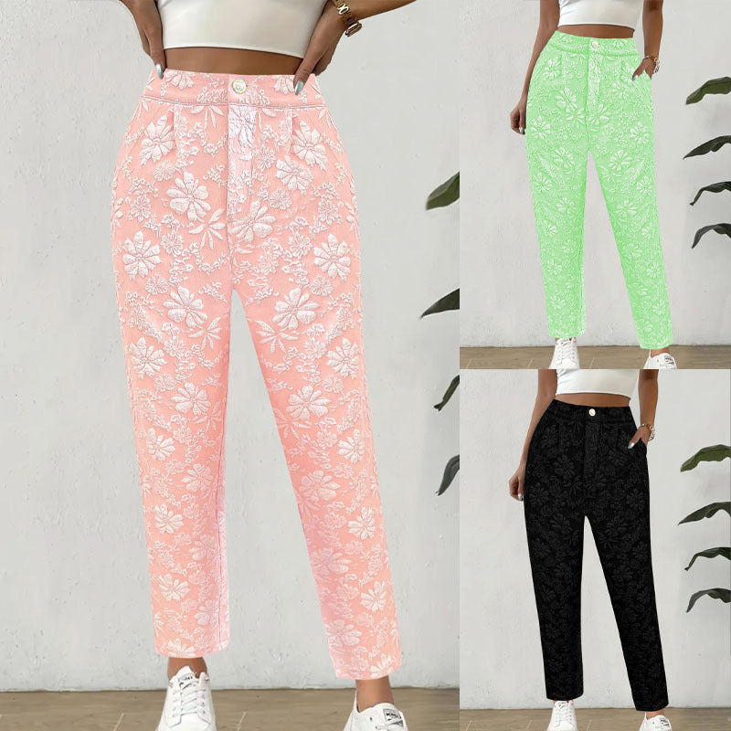 Dame Floral Print Afslappet Fit Bukser Stilla