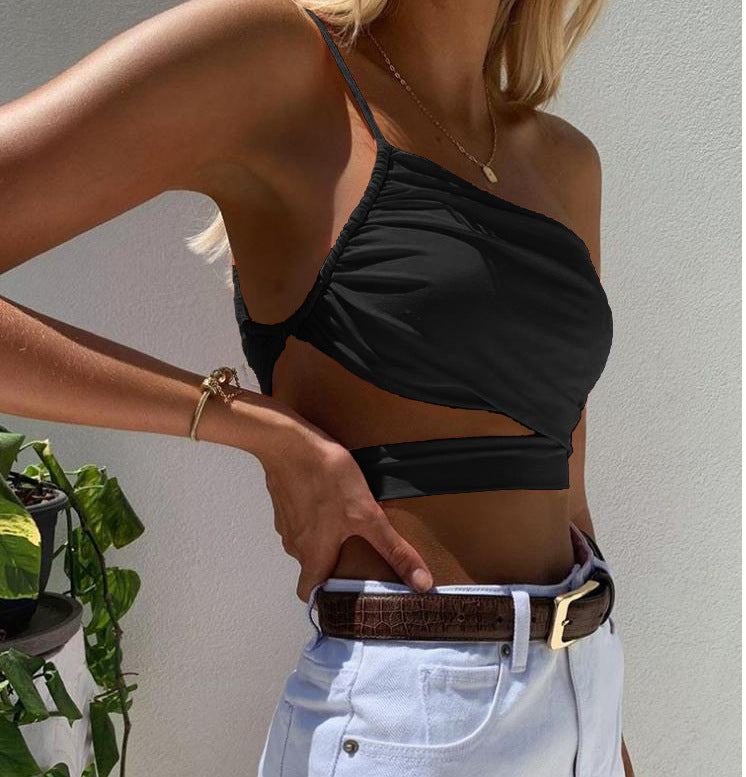Dame Asymmetrisk Cutout Crop Top Stilla
