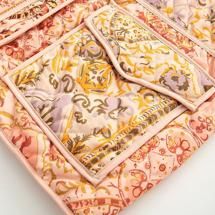 Damer quilted blomster mønster jakke Stilla
