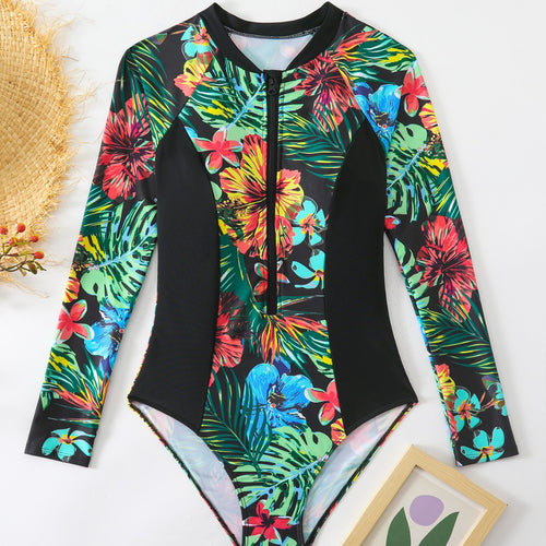 Dame one-piece baddragt med blomster mønster Skovae