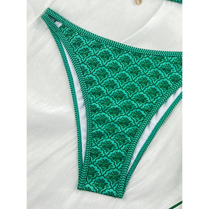 Dame triangel-bikini med eksklusivt mønster og justerbare stropper Skovae