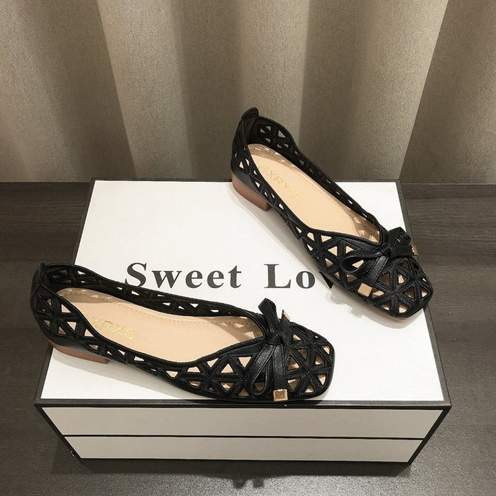 Dame luftige Ballerinas med moderne rem-design og elegant sløjfe-applikation Stilla