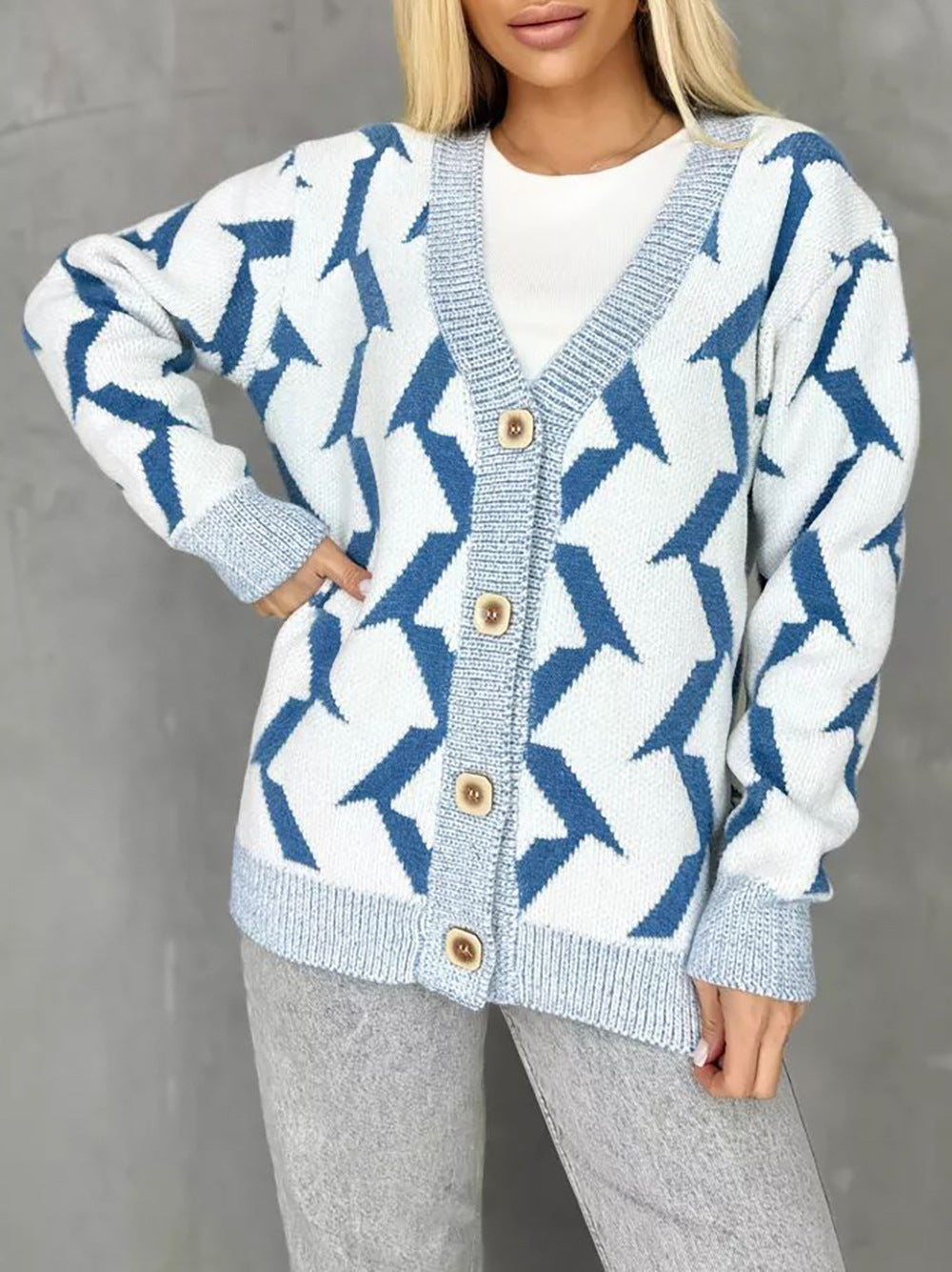 Kvinders afslappede cardigan med moderne lynmønster Stilla