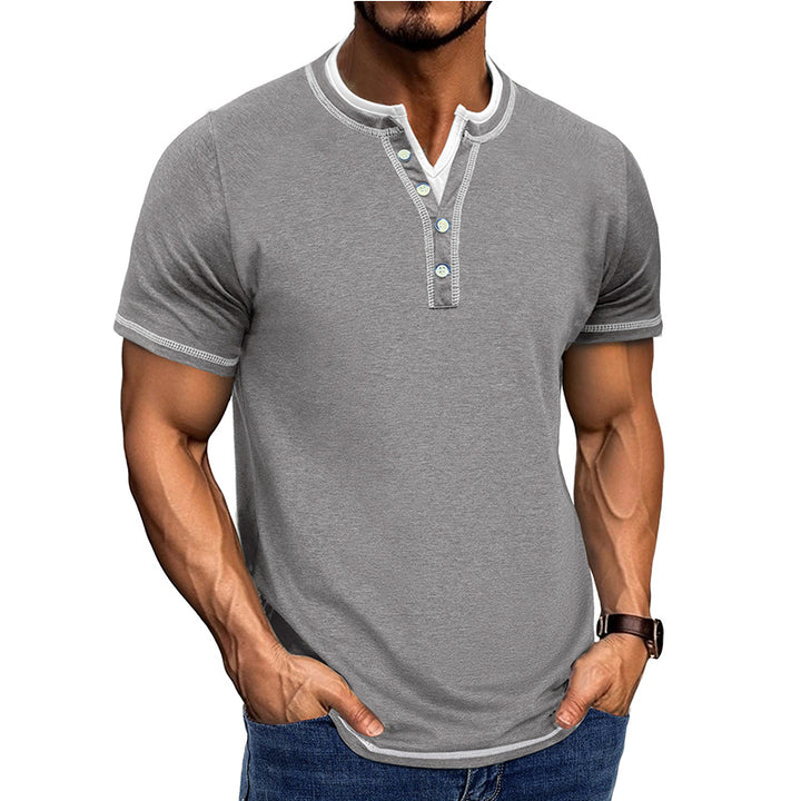 Herrer Kortærmet Henley-shirt med elegant knapliste og behagelig pasform Stilla
