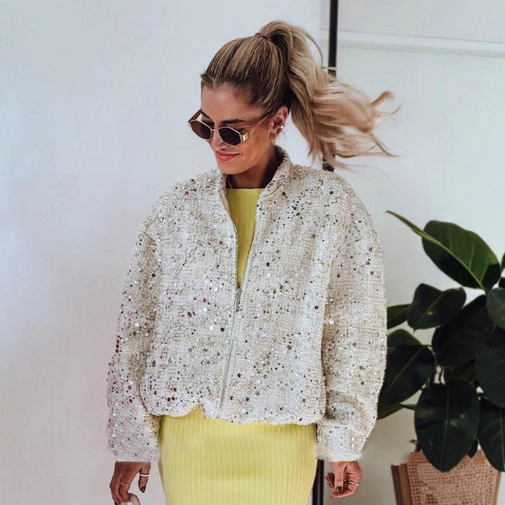 Dame Strassbesatte Oversize-Jakke Stilla