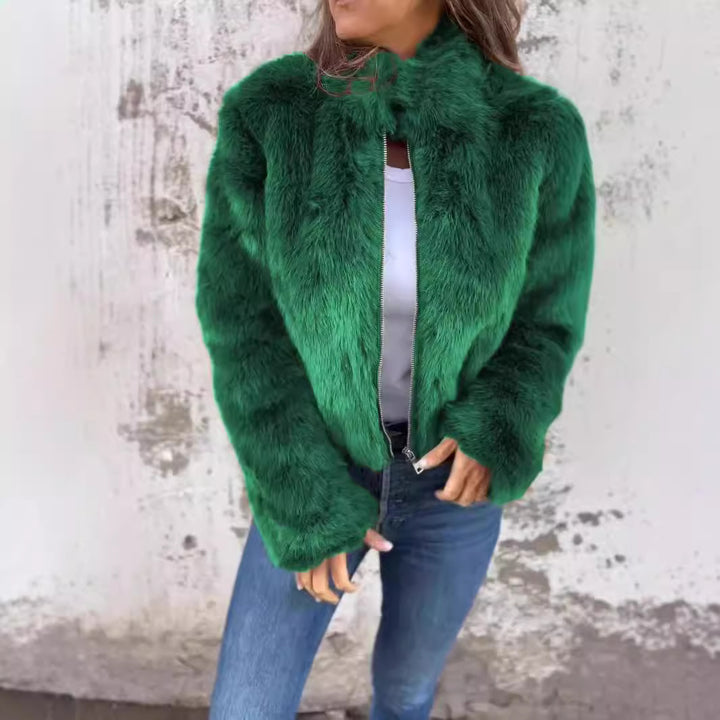 Kvinders Cozy Fleece Jakke med Høj Krave Skovae