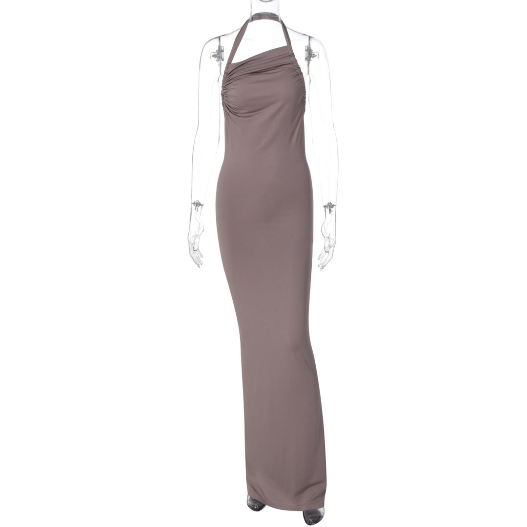 Dame strapless maxikjole med elegant drapering Skovae