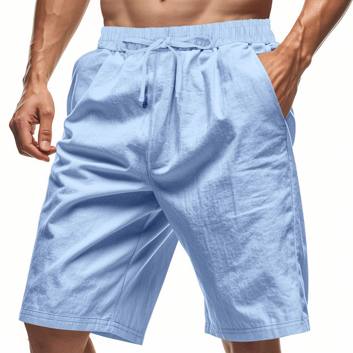 Herrer i afslappede bomuldsblandings fritidsshorts med elastisk talje og sidelommer Skovae