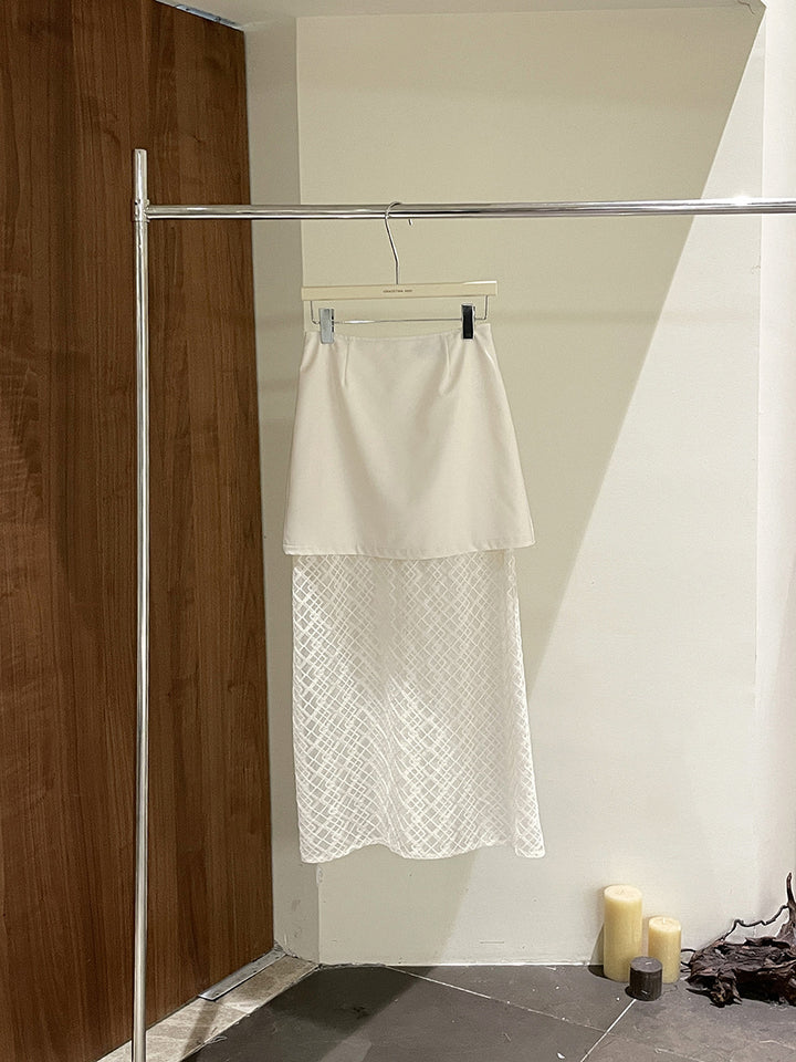 Dame Midi-nederdel med asymmetrisk snit og transparent spids Stilla