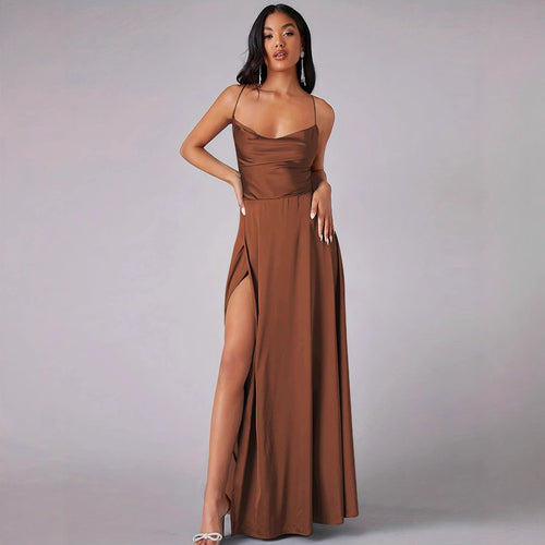 Dame Elegant aften kjole med off-shoulder design og høj splitt Skovae