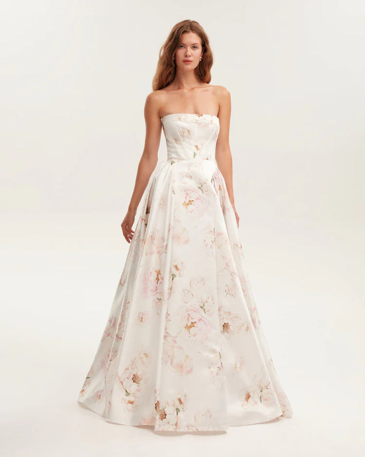 Kvinder Elegant Blomster Mønster Maxi Kjole med Off-Shoulder Design Skovae