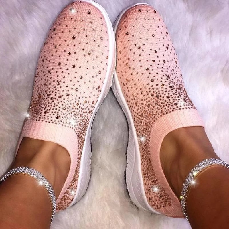 Dame Sneakers med funklende strassudsmykning og elastisk pasform Stilla