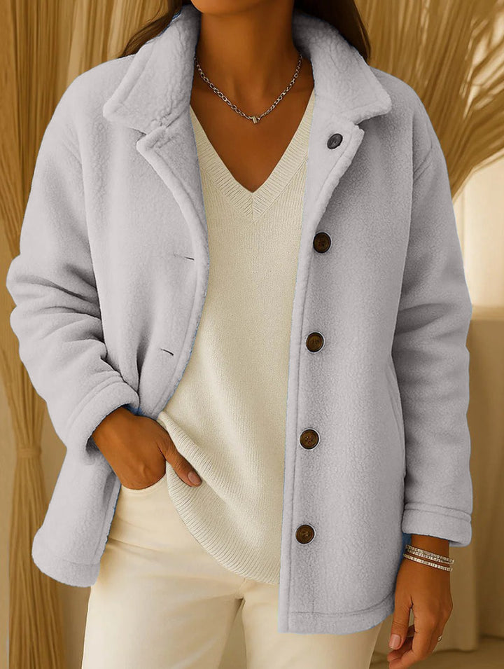 Kvinder Fleece Jakke med Knap Detaljer Stilla
