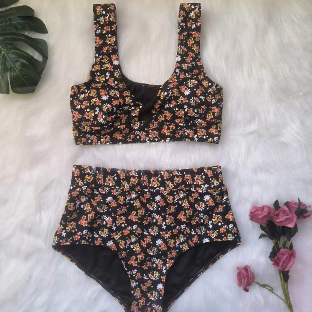 Dame Højskåret Bikini-Sæt med Blomsterprint Skovae