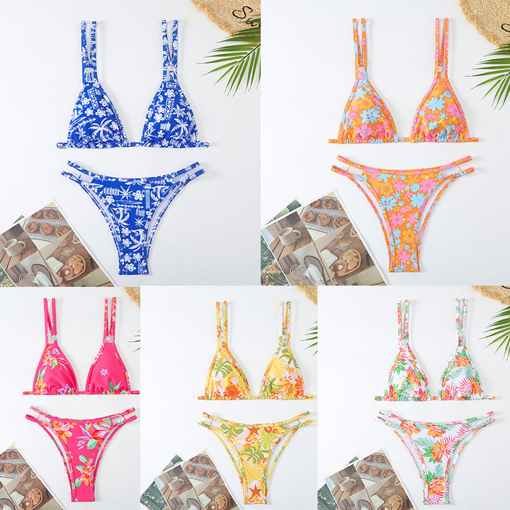 Femme Floral Strop-Dreieck-Bikini-Sæt Stilla