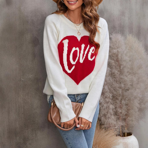 Kvinders strikkede sweater med hjerte-design Stilla