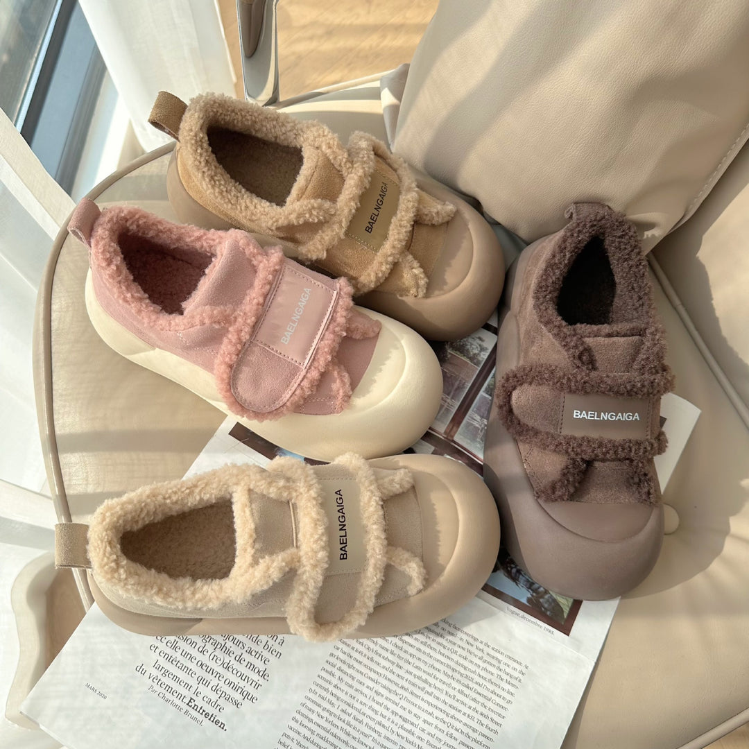 Dame Sneakers i komfortabelt fleece-design med velcro Stilla