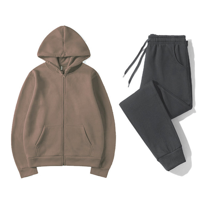 Kvinders sporty hoodie sæt med praktisk lynlås og elastisk talje Skovae