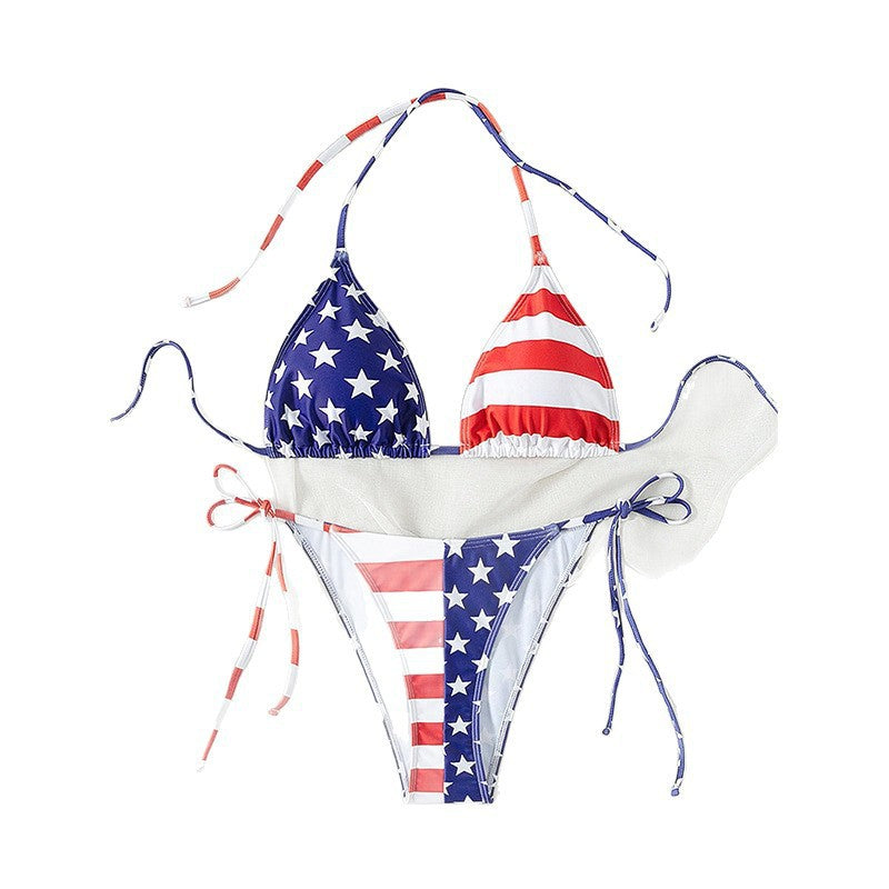 Dame triangel-bikini med patriotisk design Skovae