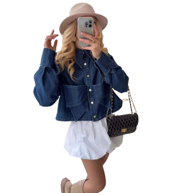 Dame mode cropped Jeansjakke Stilla