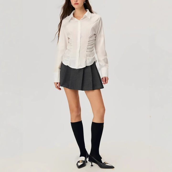 Damer elegant bluse med flæse detaljer Stilla