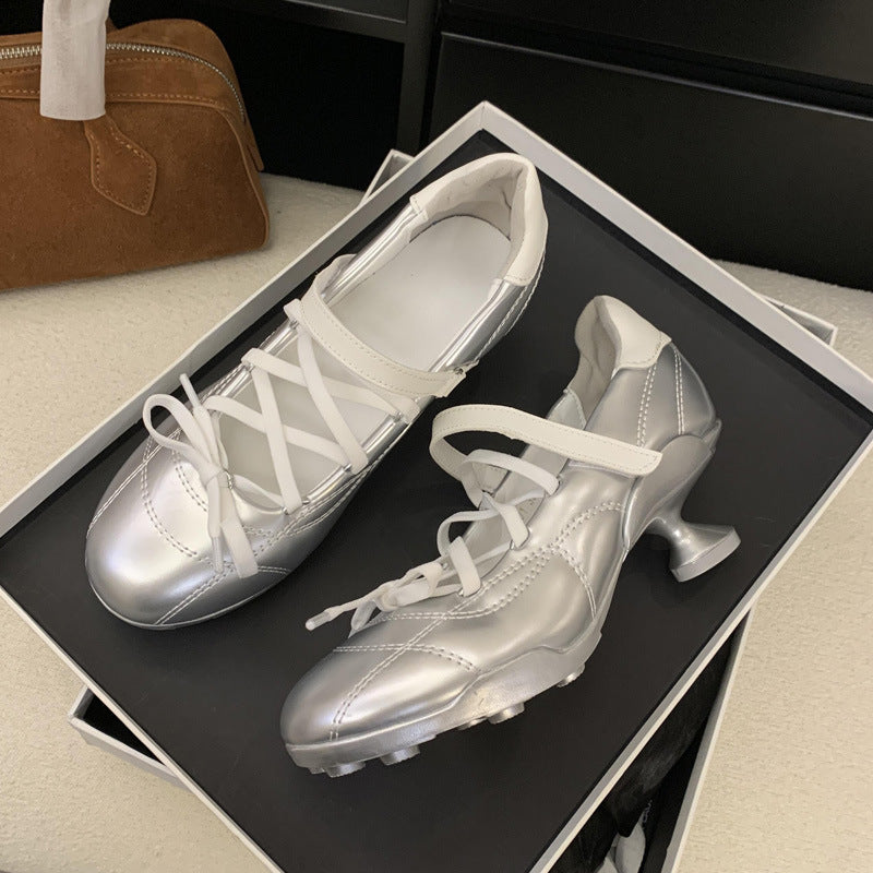 Dame ballerinas med moderne snørre-design og fleksibel fodseng Stilla