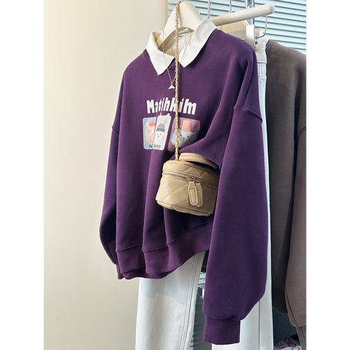 Femme Leges spillet grafisk sweatshirt med kontrastkrave Stilla