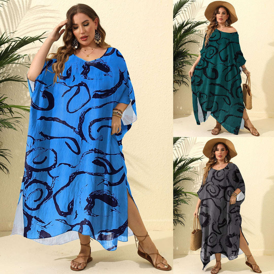 Dame Kaftan med abstrakt design Stilla