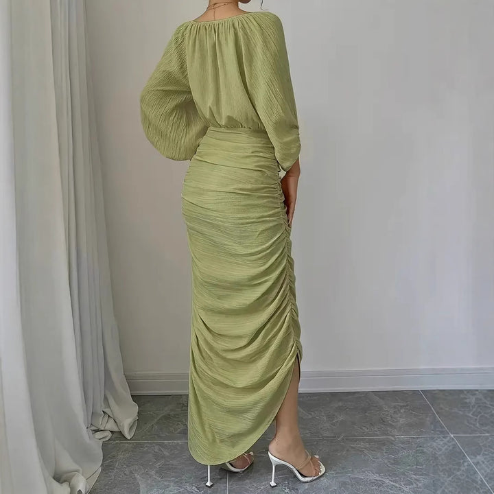 Dame Elegant og tætsiddende Maxikjole med puffærmer Stilla