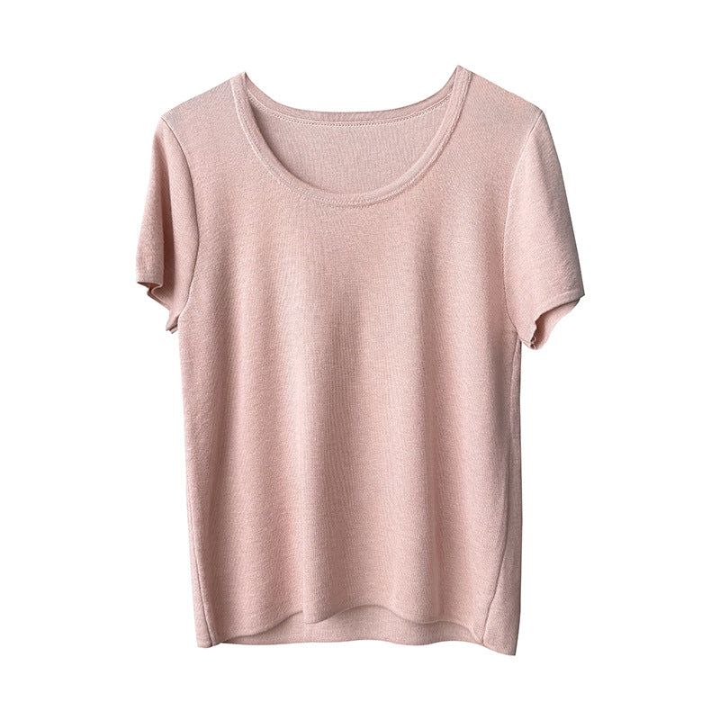 Dame simpel rund halsudskæring T-shirt i blødt materiale Stilla