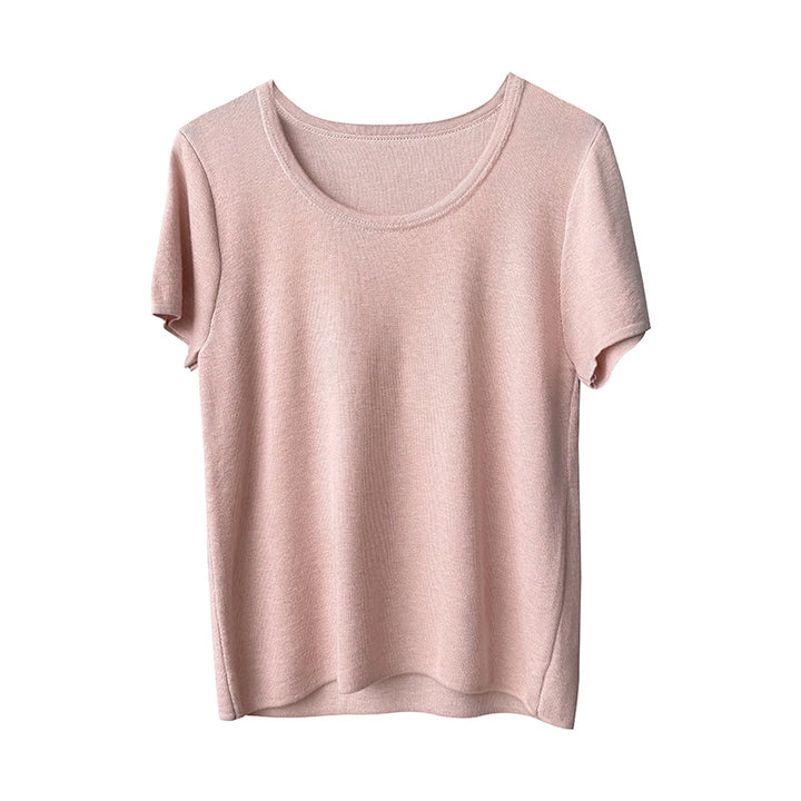 Dame simpel rund halsudskæring T-shirt i blødt materiale Stilla