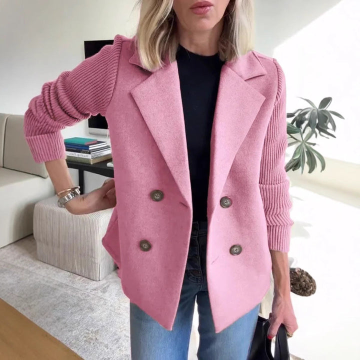 Stilla | Blazer Størrelse Plus Fit Dobbeltknap Blød Afslutning Ribbet Ærmer