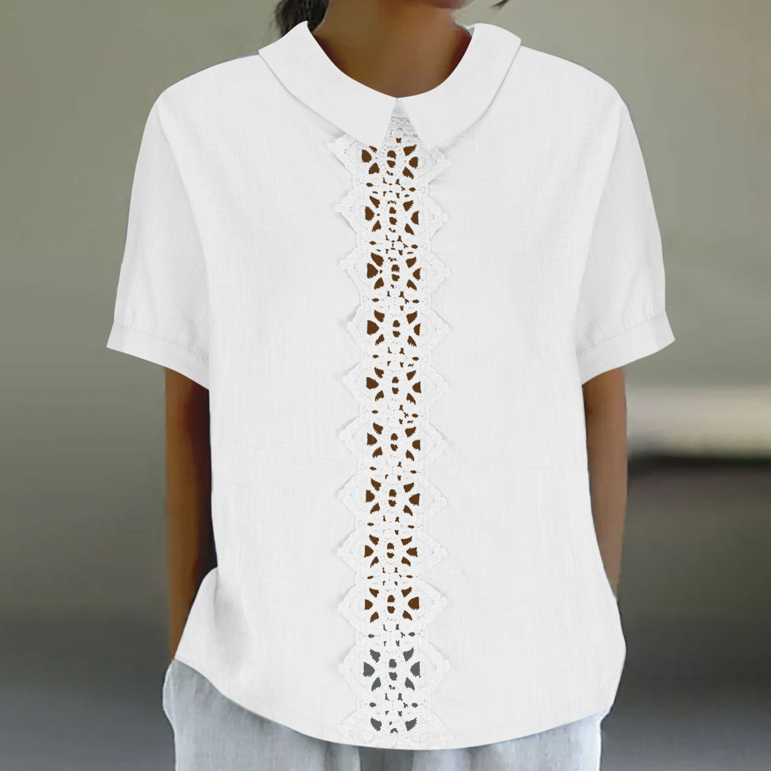 Femme Elegant Kravebluse med Spidsdetaljer Stilla