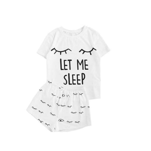 Dame pyjamaset med sjov print og komfortable shorts Stilla