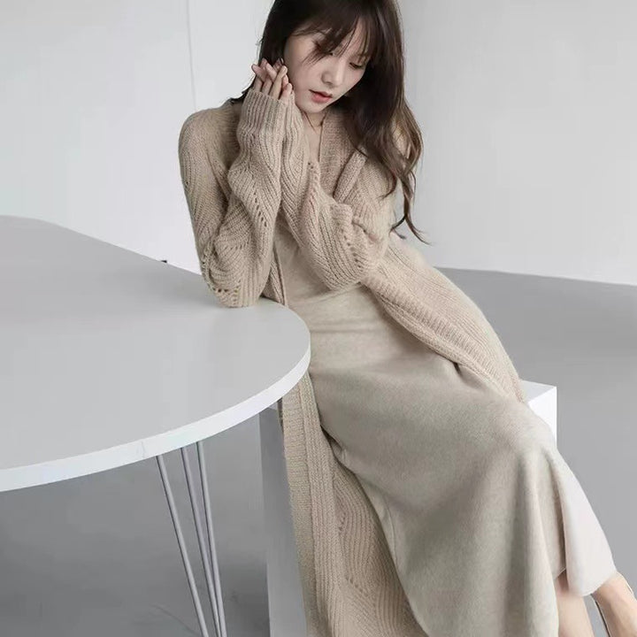Femme Åben Foran Struktureret Lang Cardigan Stilla