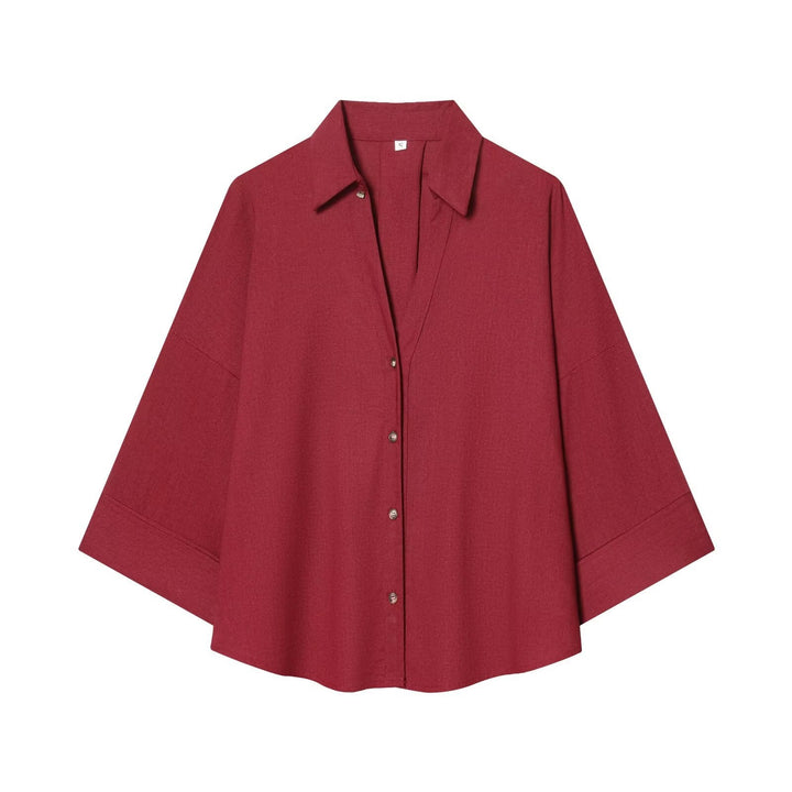 Dame skjorte bluse med afslappet snit og elegante 3/4-ærmer Skovae